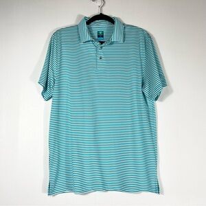 Pro Tour Coolplay Men's  Sz M  Striped Polo Golf Shirt  Turquoise White Casual